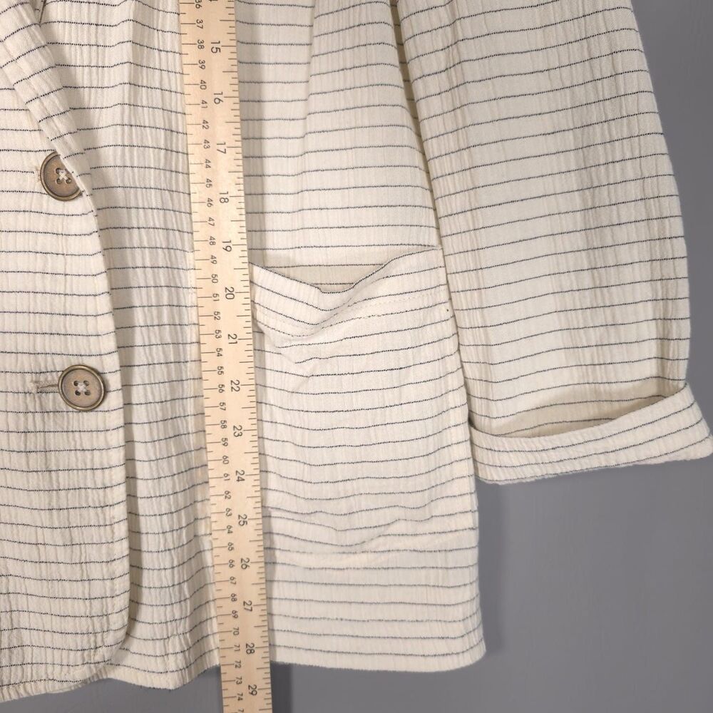 ANTHROPOLOGIE Cartonnier Women’s Double Breasted Pinstripe Blazer Jacket MEDIUM - Picture 7 of 16